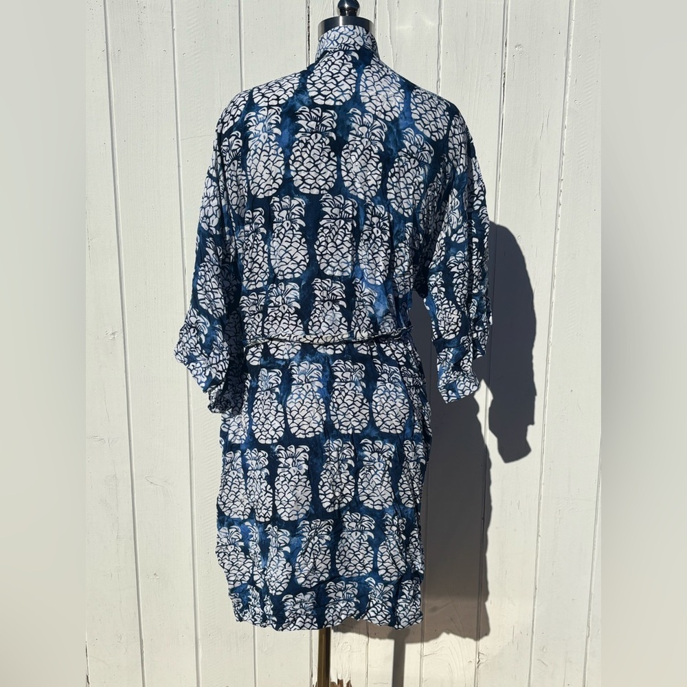 Blue Ginger Short Robe Pineapple Print O/S - Picture 4 of 7